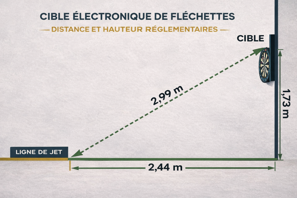 distance fléchettes acier plastique - 2,44 m en plastique