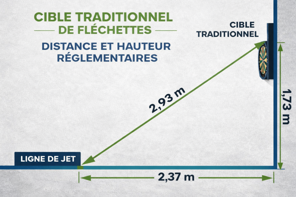 distance fléchettes acier plastique - 2,37 m en acier